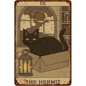 Vintage Cat Tarot Card Pattern Wall Art, Retro Wall Decor, Wall Art for Home Living Room Bedroom Office, Home Decor, Room Decor