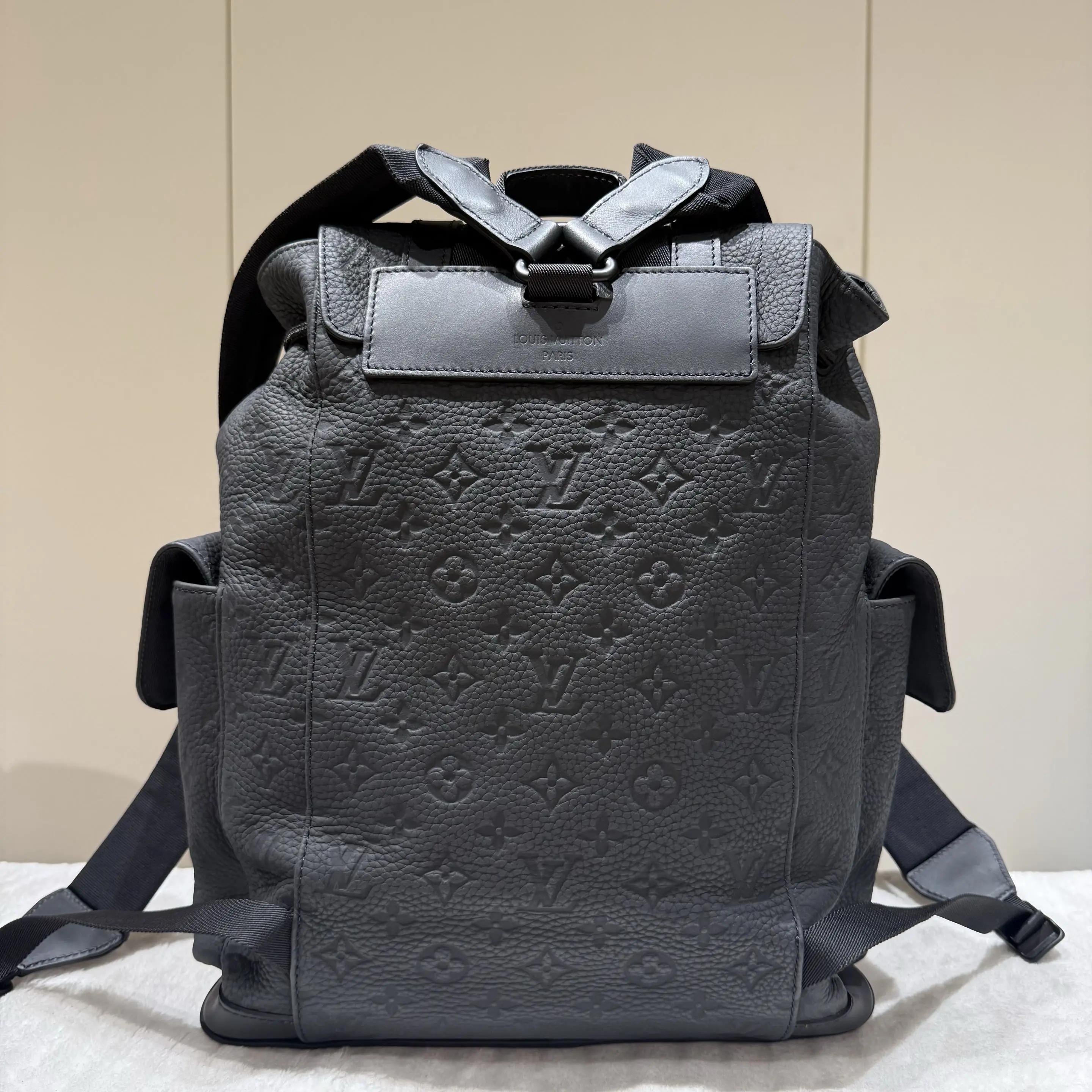 Pre-owned Louis Vuitton leather Backpacks Pre‑Loved Christopher Backpack Black Monogram Empreinte With Dust Bag 97067014SH