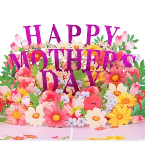 Mother's Day Card - 15.24 cm x 20.32 cm - Floral Pattern - Fun 3D Gift Card - Includes Envelope - A "Happy Mother's Day" 3D card with floral pattern, suitable for giving to the best mother/woman/wife/daughter/grandmother - Gift