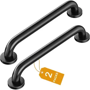 2 Pack Shower Grab Bar, 16 Inch Stainless Grab Bar Handicap Bars, Shower Handle Bath Handle, Safety Bars for Seniors, Elderly or Handicapped (Black)