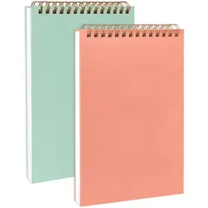 Upright Sketch Coil Notebooks, 2-Pack (Pink & Green), 7.5 x 5.1 Inches, Hardcover with 1150GSM Cardstock, 100 Pages / 50 Sheets, 100GSM Paper