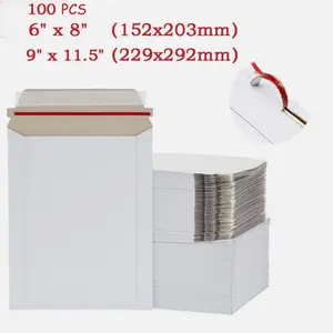 SJPACK 9"x11.5" 6"x8" Rigid Flat Photo Mailers Document Envelopes Cardboard Self-Seal Recyclable Light Waterproof DIY Envelopes cover Office Supplies