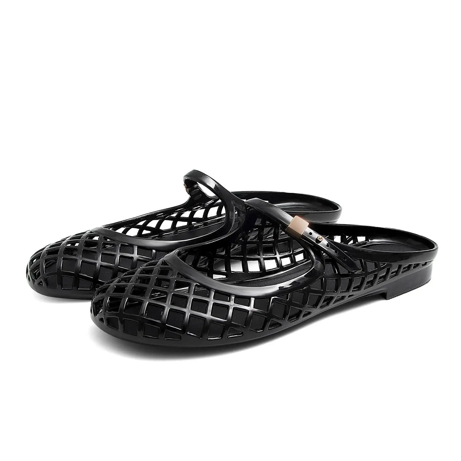 SOVANYOU Jelly Sandals for Women Clear Sandals Jelly Shoes Women Mary Jane Mules Open Toe Slides Cute Comfortable Beach Summer Sandal Buckle Slippers
