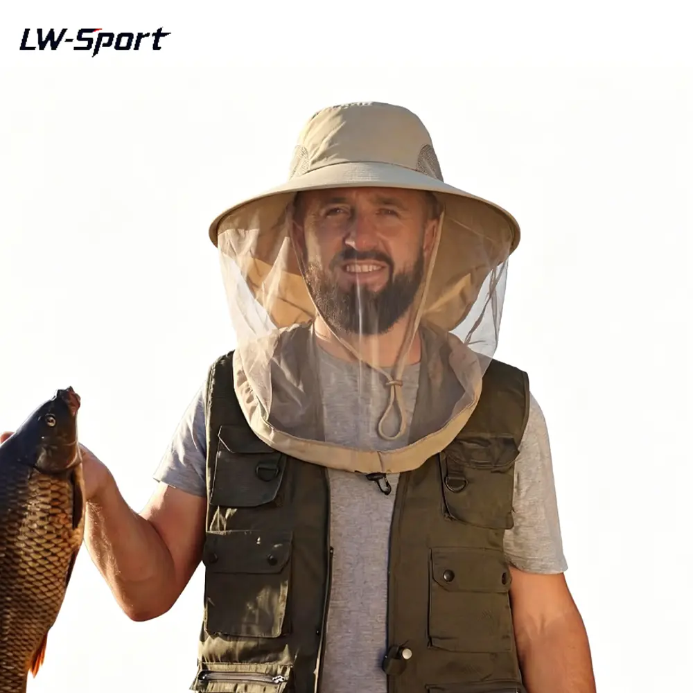 Unisex Wide Brim Mosquito Net Sun Hat - UV Protection, Breathable, Adjustable, Lightweight Headwear for Outdoor Enthusiasts, Gardening, Hiking, Fishing with Bug Protection
