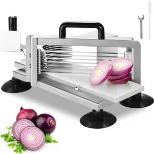【Summervibes】VEVOR Commercial Tomato Slicer, 3/16 inch Tomato Cutter Slicer, Stainless Steel Heavy Duty Tomato Slicer Machine, Manual Tomato Slicer with Non-slip Feet, for Cutting Tomatoes, Cucumbers, Bananas Kitchen Utensils