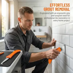 Tile Grout Cleaning Tool, Sawtooth Grout Knife, Tile Grout Cleaner, Mud and Dust Remover, Gap Separator, Essential Masonry Tool