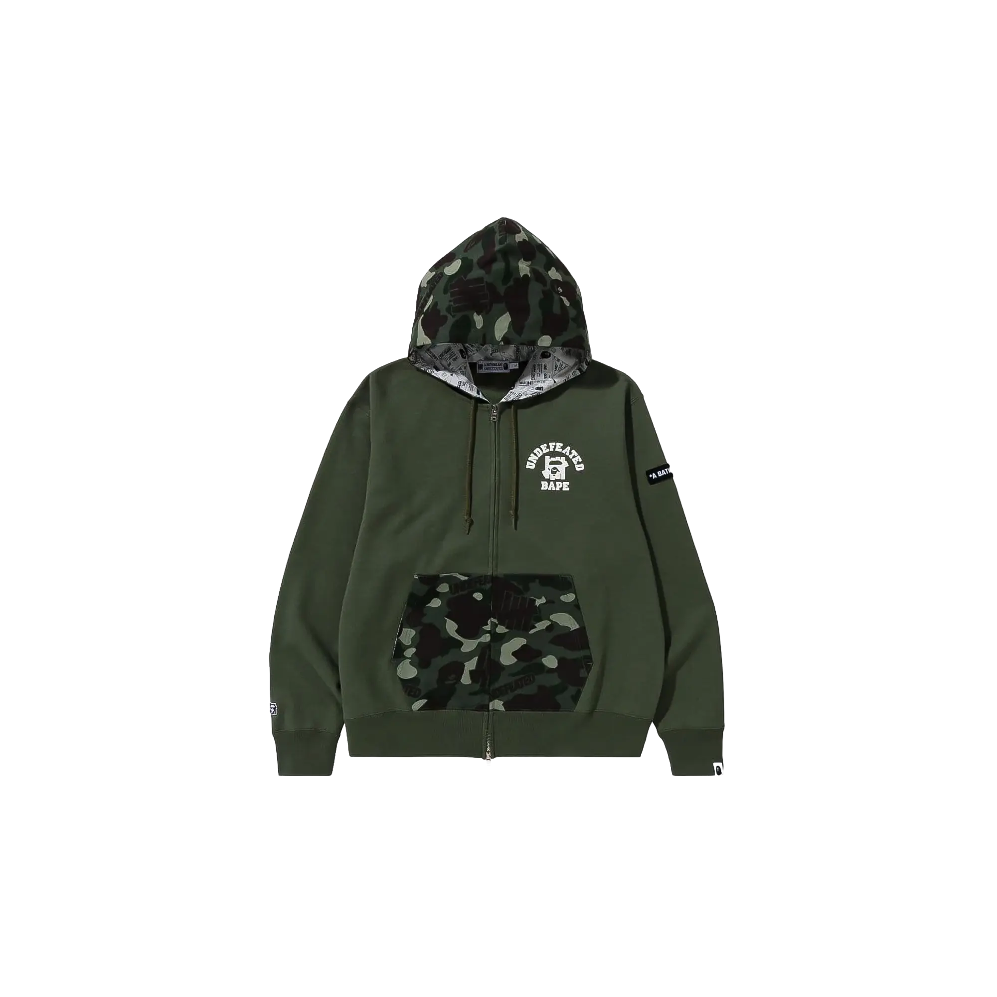 Bape X Undefeated Color Camo Zip-Up Hoodie "Green" BAPE072