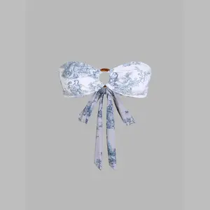 Cider Toile de Jouy O-Ring Bandeau Bikini Top SwimWeek SummerWins