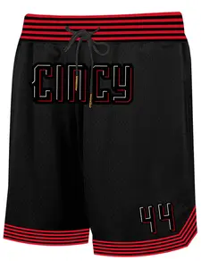 Men's Letter & Figure Embroidery Drawstring Waist Shorts, Casual Athletic Breathable Hollow Out Straight Leg Shorts for Daily Wear, Men's Bottoms for All Seasons