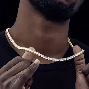 5mm Tennis Chain Necklace - Sparkling Cubic Zirconia Hip Hop Jewelry for Men and Women - Durable and Comfortable Statement Piece
