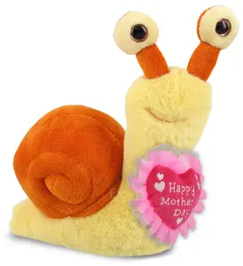 DOLLIBU Plush Mother's Day Heart Stuffed Toy - 5.5" Small Orange Snail, Super-Soft Polyester Material, Embroidered Heart Accent