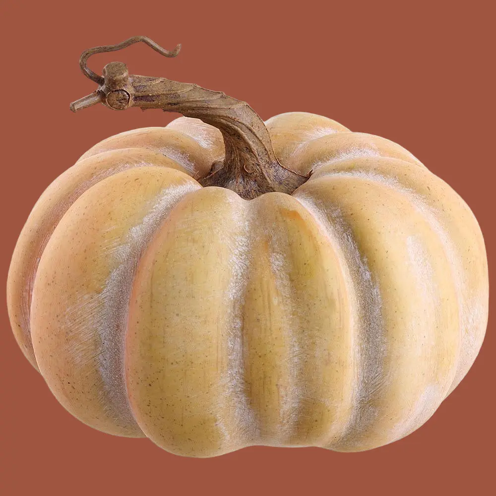 Orange & Green Pumpkin — Faux Fall Pumpkin Decor for Tablescape & Mantel, 2 Sizes