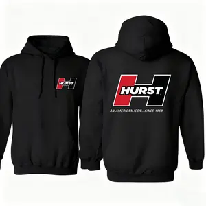 Hurst Shifters Hoodie, Classic Red and Black Block Logo Graphic – Hurst Iconic Muscle Car Apparel, Vintage Racing Graphic Pullover for Gearheads, Car Meet Outfit Gift