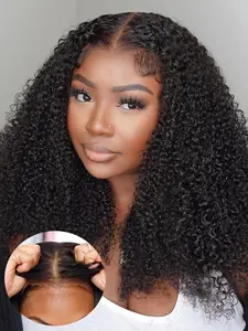 Long Curly Bob Wig Human Hair Jerry Curly  5x5 Deep Wave Lace Closure Wigs For Black Women Wear And Go Glueless seamlessly integrated hairline Curly Wig