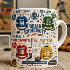 Off Campus Briar University 3D Embossed Mug, Hockey Romance 3D Mug, Briar Boys Embossed Cup, Booktok Hockey Gift