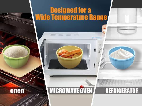 Silicone Bowl Liners for KitchenAid Mixer,Fits 4.5-5Qt Tilt-Head,Thickened Odorless Non-Stick Kitchenaid Silicone Bowl Liner, Dishwasher Safe Easy Clean,3 Pack with Lids,Kitchen Bowls, Food StorageBowl, Kitchenware