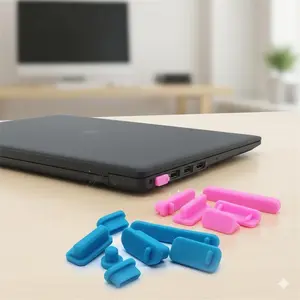 Universal Laptop Dust Plug Kit - Reusable USB Port Covers, Spill-Proof Protection, Portable Storage Case, Multi-Size Fit, Durable & Easy-Clean Electronic Port Protectors for All Devices