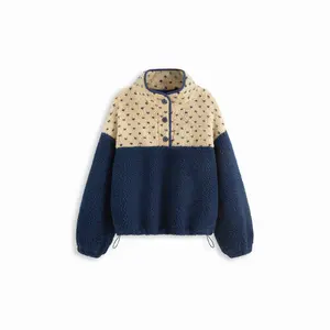 Cider Fleece Stand Collar Two Tone Patchy Drawstring Oversized Sweatshirt Cider Fleece Stand Collar Two Tone Patchy Drawstring Oversized Sweatshirt