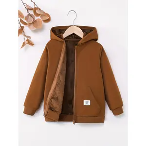 Boys' Fleece Jacket with a Zip And Hood for Autumn And Winter