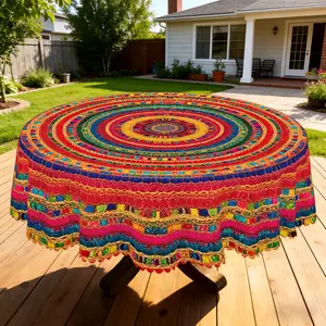 BLIOWL Spring Bohemian Moroccan Style Printed Tablecloth With Vintage Colored Striped Patterns,Suitable For Holiday Gatherings,Camping Picnics,Birthday Party Decorations,Kitchen Accessories,Indoor And Outdoor Decorations,Gifts For Friends