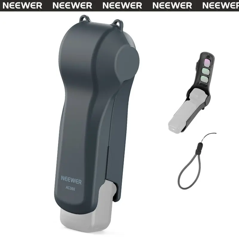 NEEWER AC088 Silicone Protective Cover Case for DJI Osmo Pocket 4/3 Gimbal Camera Stabilizer, Travel Protector with Filter Slots, Wrist Strap, Charging Port & Lens Protection, Compatible with Creator Combo Camera Accessories, Usb C