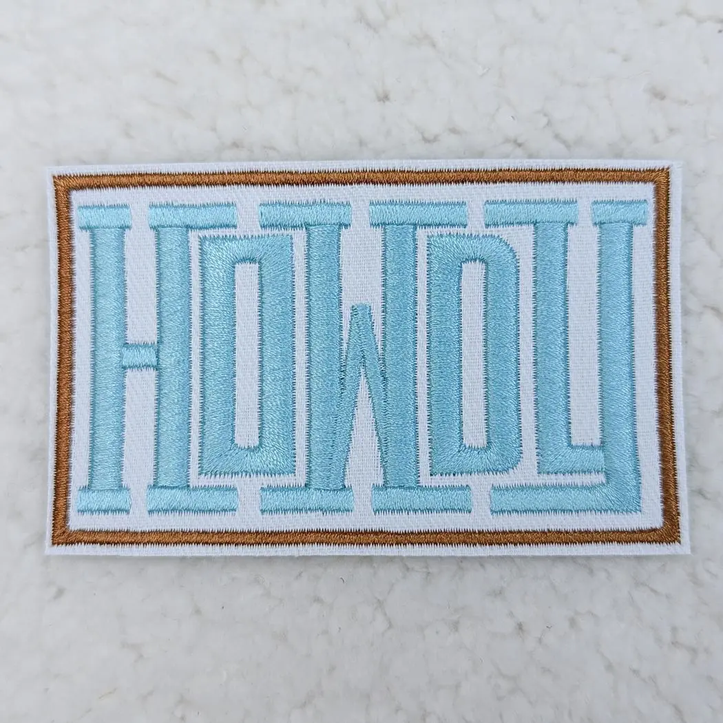 Howdy BLUE Embroidered HAT/POCKET Patch