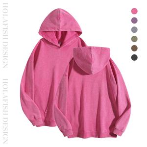 Women's Acid Wash Cotton Hoodie Casual Crewneck Long Sleeve Pullover with Kangaroo Pocket Ribbed Cuffs for Fall Winter Loose Fit Ruched Solid Crop Top Thin High Neck Plus Size Bear Print Ideal for Fashion Wear Round Neck Long Sleeve Top