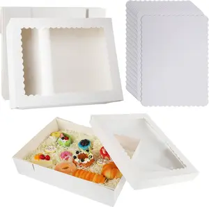 12 Sets 14x10x4in White Bakery Boxes Half Sheet Cake Boxes with Board, Large  Boxes for Pastry Baking Cake Donuts Cupcake Pie Packaging