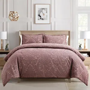 Velvet Comforter Set, Velvet Face and Brushed Microfiber Reverse, with Light Weight Soft Poly Fill, 3 Pieces Dusty Mauve, Queen