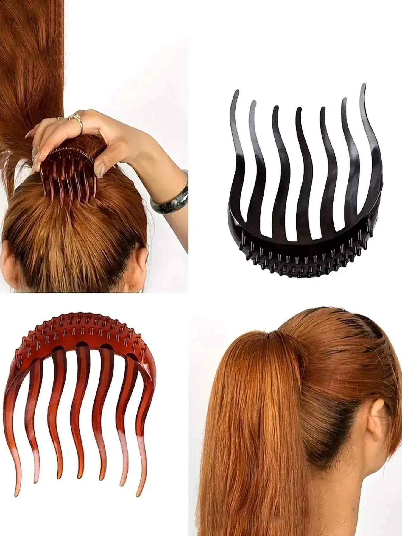 2pcs Ponytail Bouffant Volumizer Hair Volume Hair Styling Tool, Resin Durable Hair Tool, Hair Styling Tool for Women & Girls, Minimalist Headwear Suitable for Thick Hair, Heatless Styling Tools