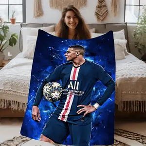 Famous No. 10 Player, Striker Mbappe, Handsome and Cool, Charming Professional Football Player, All-Season Soft and Comfortable Personalized Printed Flannel Blanket, Suitable for Sofa, Bed or Wall Decoration, Office Nap Blanket, Outdoor Sports Multi-Funct