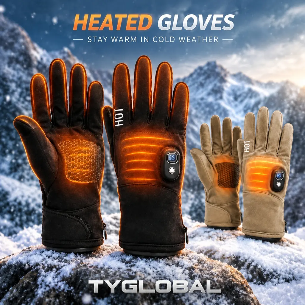 Rechargeable Heated Gloves for Men & Women, 3000mAh Battery, 3 Heat Levels, Back of Hand & Finger Heating, Touchscreen Winter Gloves for Skiing, Cycling & Outdoor Activities