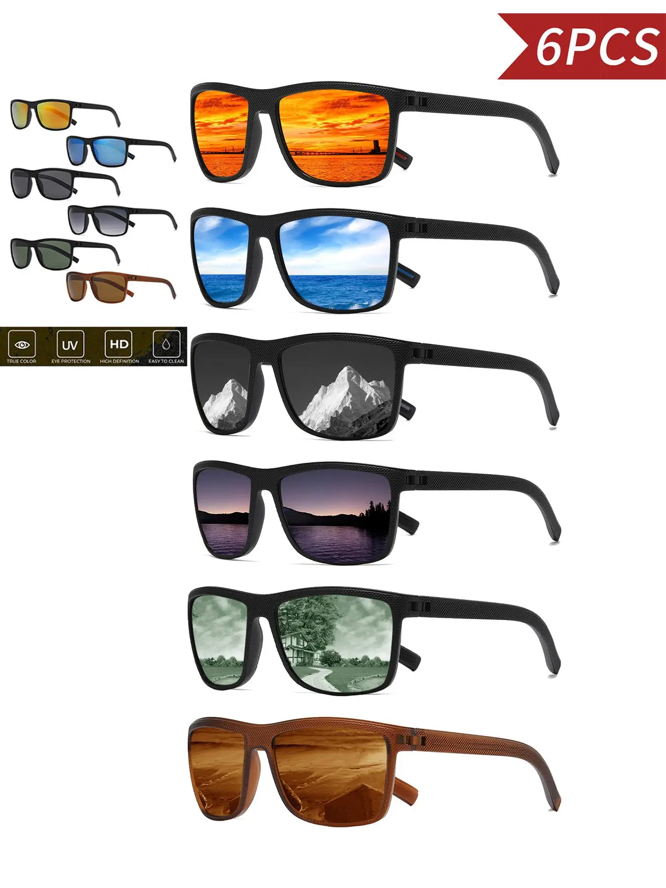 Unisex Stylish Square Frame Sunglasses, Trendy Casual UV400 Protection Sunglasses for Outdoor Sports, Fashion Accessories for Outdoor Activities