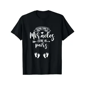 'S & 'S Short  [100% Cotton] 100% CottonSometimes Miracles Come In Pairs Twin Mom Twin Pregnancy T-Shirt