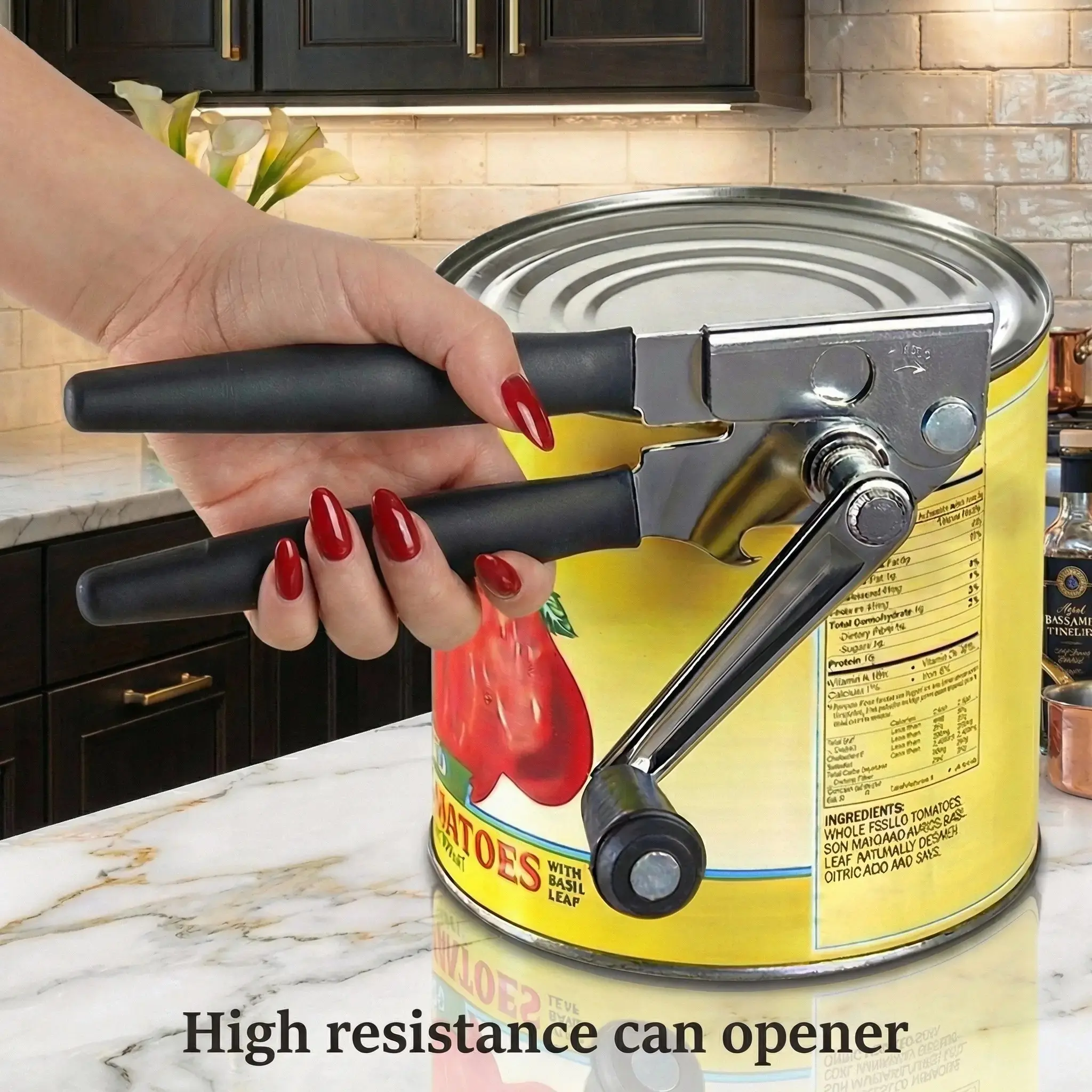 【BBQ Prep】Easy Grip Can Opener, Ergonomic Easy Turn Crank Can Opener for Seniors, Commercial Kitchen Tool Handles