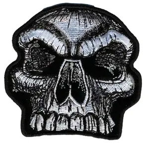 Large Skull Knob Embroidered Iron on Sew on Patch for Bikers Jackets and Vests 11x10 Inch