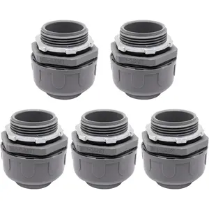 Non-Metallic Liquid Tight Conduit Connector, Flexible Conduit Fittings PVC Fittings (1-1/4 inch, 5pcs)