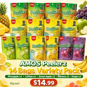 (XXL)AMOS Peelerz Peelable Gummy Candy 14 Bags Variety Pack – Pineapple, Lemon, Green Apple, Banana & Grape, 85g Each, Only $14.99-MTW