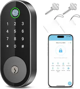 Keyless-Entry Fingerprint Deadbolt  Lock:  Keyless Entry Door Lock, Digital Door Keypad,  Deadbolt with Fingerprint & Code Access, Auto Locking, Easy to Install (Black)