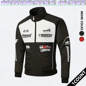 Men's Letter Print Stand collar racing driver Jacket,   Loose Casual Sporty Long Sleeve locomotive Jacket for Fall & Winter, Men's Outerwear for Daily Wear, Casual Fitted Jackets