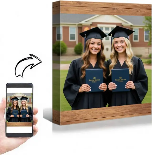 Personalized Photo Print Wall Decor -Custom Graduation Photo Print Wall Decor, Personalized Graduation Canvas Framed Wall Art, Custom Memorial Gift for Graduation, Family Bedroom Living Room Home Decoration