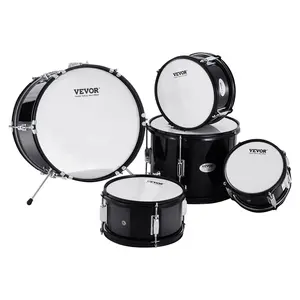 VEVOR Kids Drum Set, 5-Piece, 16 in Beginner Full Drum Set with Bass Toms Snare Floor Drum Adjustable Throne Cymbal Hi-Hat Pedal and Two Pairs of Drumsticks, Starter Drum Kit for Child Kids, Black