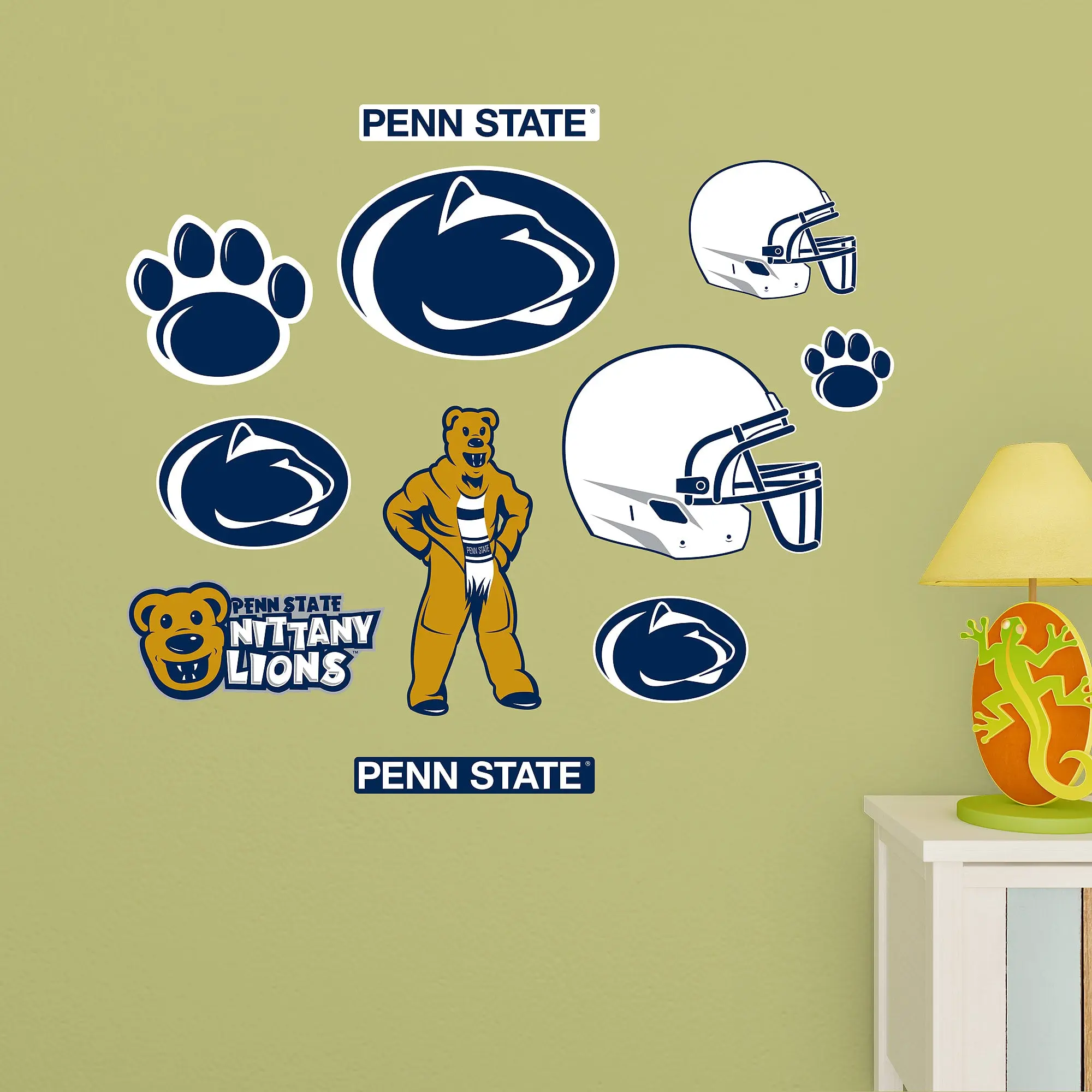Official NCAA Penn State Nittany Lions RealBig Logo Assortment Premium Vinyl Decals - Glue-Free Reusable Wall Decoration for Team Spirit, Decals Wall Stickers & Murals for Home Decor Rooms