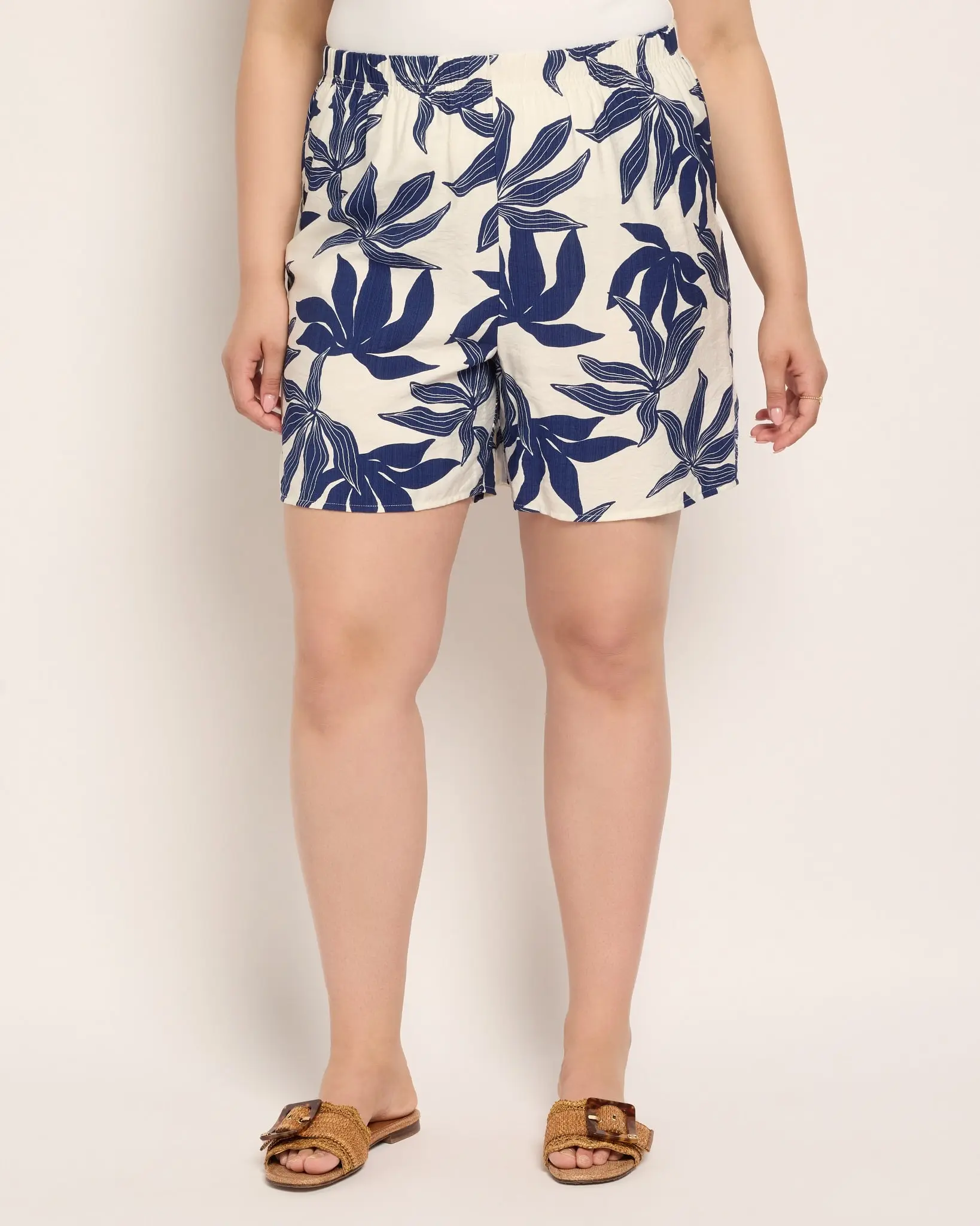 Plus Size Printed Woven Shorts