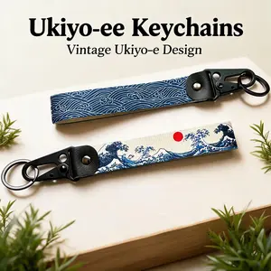 1pc Make A Bold Statement With The Hokkaido Sea Wave Keychain - Perfect For Your Car Or Motorcycl