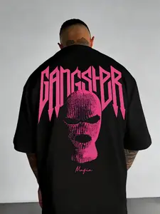 Gangster Ski Mask Print 100% Cotton Short Sleeve Tee– 2D Print, suitable for sports, travel and everyday wear, regular fit, knit fabric, suitable for everyday wear, makes a great gift.Graphic tee,90s graphic tees,men's t shirts,funny graphic tee