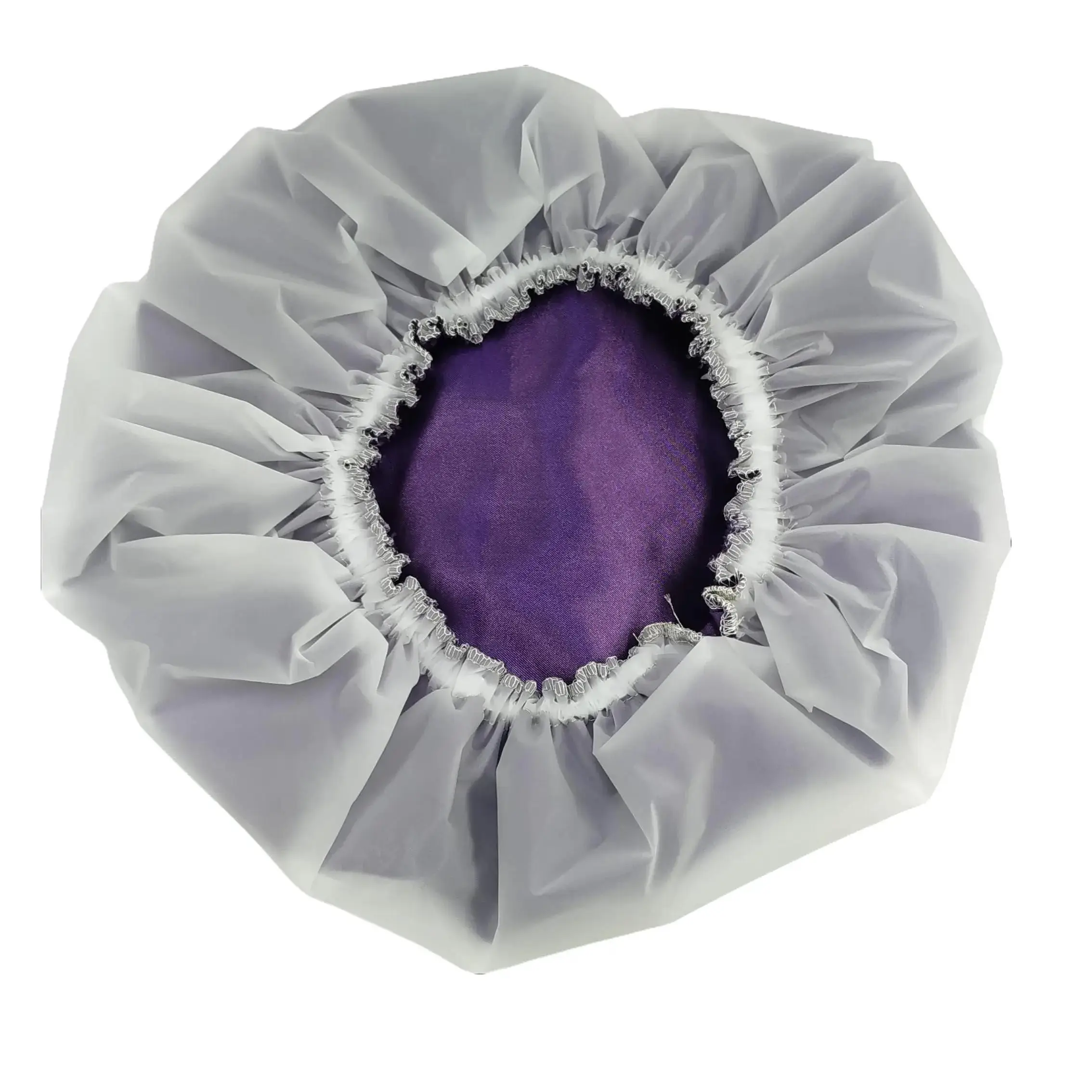 Purple & Soft White Reversible Satin Shower Caps for Adults Kids Newborns Water Repellent Adjustable Universal Fit Gift