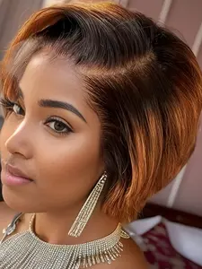 180% Density Short Curly Wave Glueless Bob Wig, 13x4 Lace Front Wig, Pixie Cut, Pre-Plucked with Baby Hair for Women