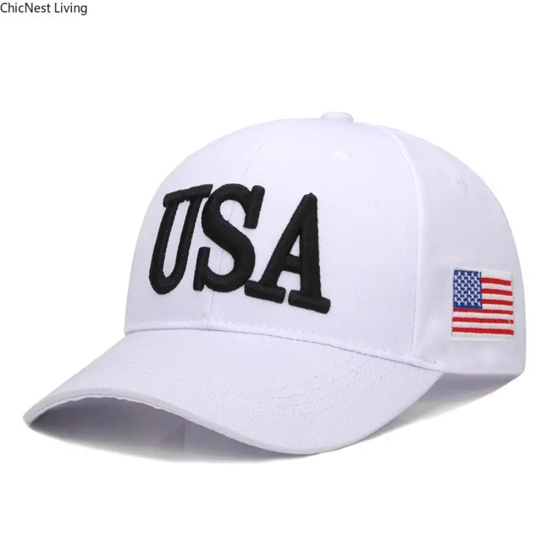 Unisex Premium Cotton Embroidered Adjustable USA Dad Hat - All American America-Themed Outdoor Cap, Polo-Style Headwear with Stars and Stripes Flag Insignia, Embroidered Adjustable Caps for Men and Women