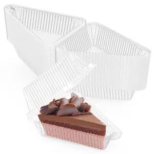 200 Pieces Cake Slice Plastic Containers with Lids 5 Inches Hinged Lid Cheese cake Container, for Home, Bakery and Cafe